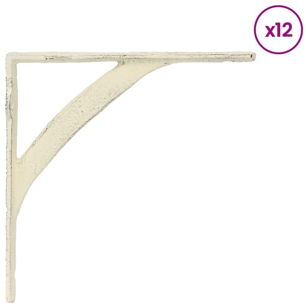 Väggshyllfästen 12 st Antik vit 14.5 x 14.5 x 3.5 cm Stål