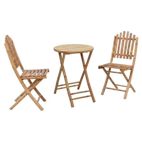 Fällbart trädgårdsdining set 3 st Naturlig Bambu