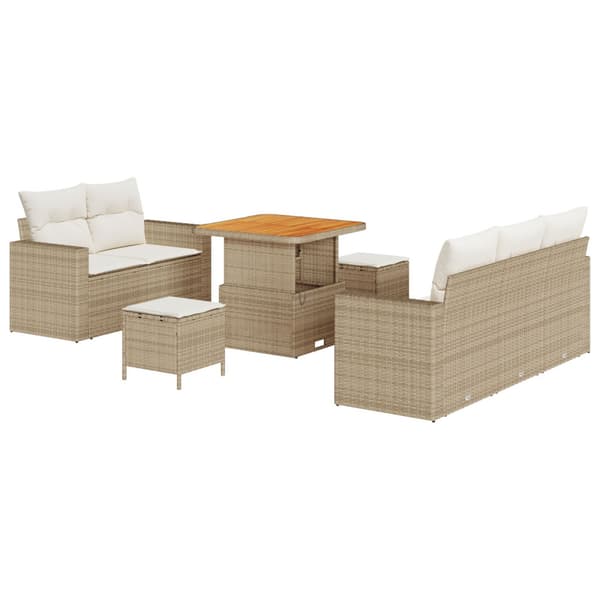 Trädgårdsoffset 8 pcs Beige och gräddfärgad konstrotting