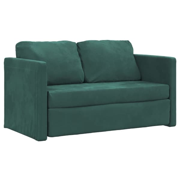 Golvbäddsoffa 2-i-1 mörkgrön 122x204x55 cm sammet