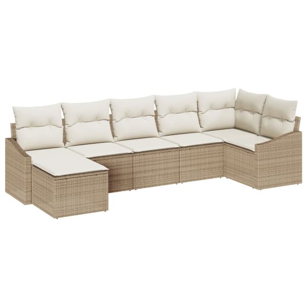 Trädgårdsoffset 7 pcs Beige och gräddfärgad konstrotting