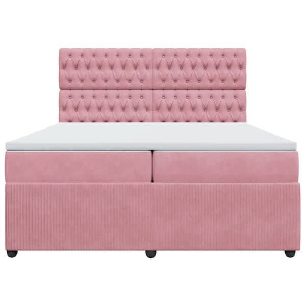 Ramsäng med madrass rosa 200x200 cm sammet
