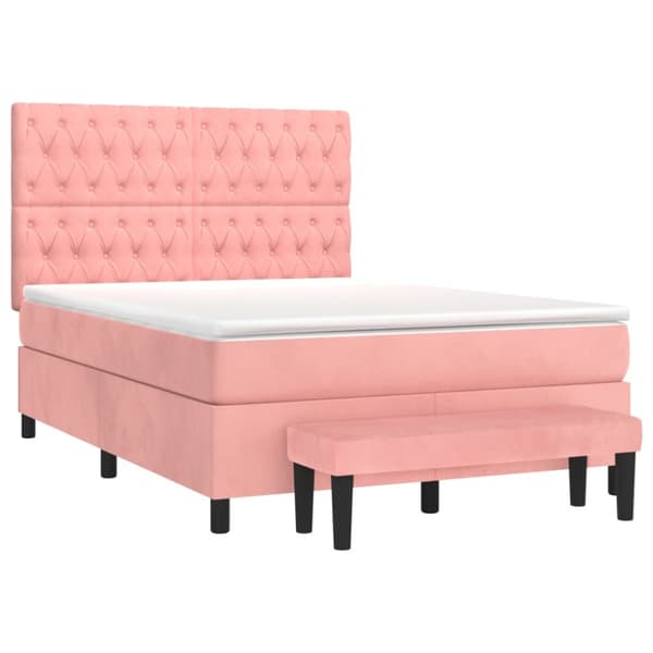 Ramsäng med madrass rosa 140x190 cm sammet
