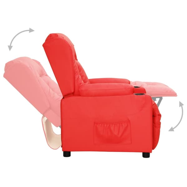 Reclinerfåtölj röd konstläder