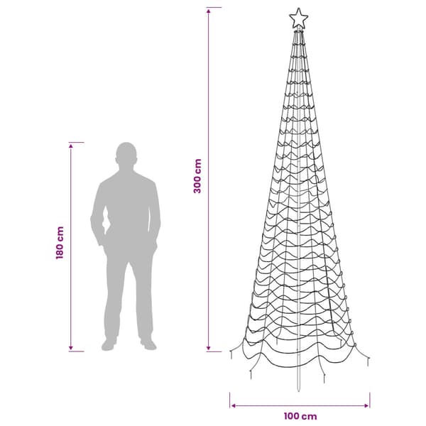 Spiraljulgran med LED och markspett EKENAS 300 cm