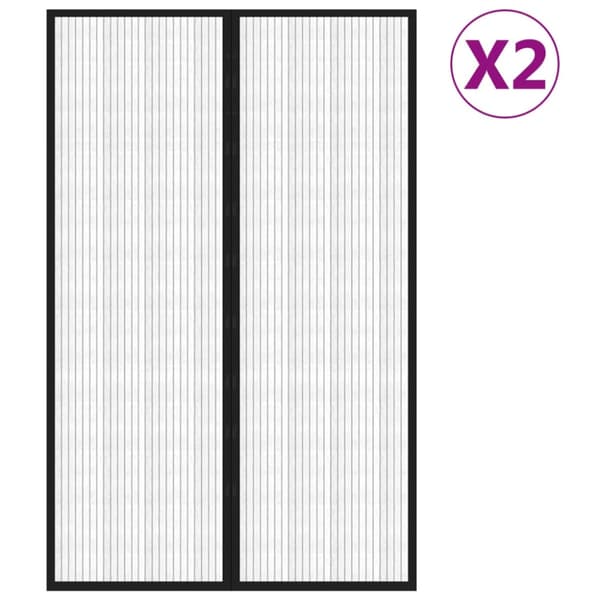 Insektsdraperier 2 st med magneter svart 220x130 cm