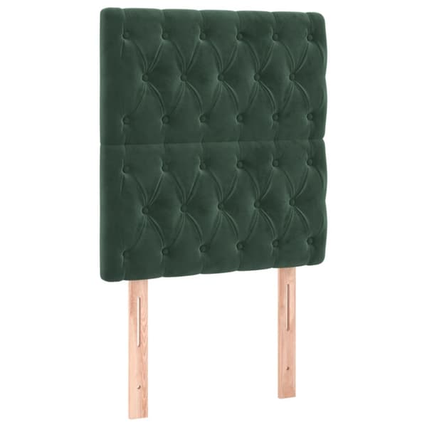 Ramsäng med madrass & LED mörkgrön 90x200 cm sammet