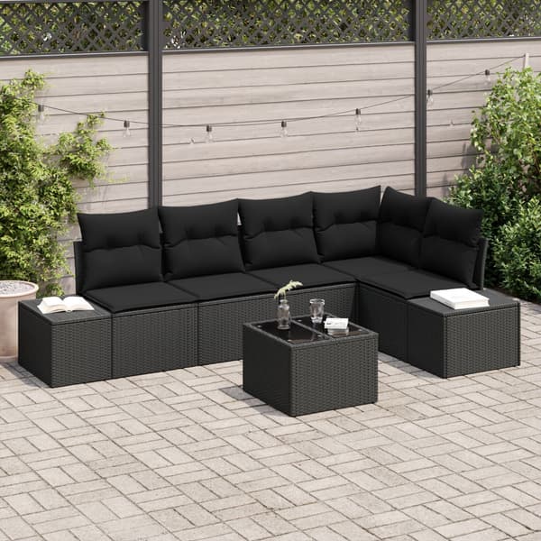 Trädgårdsoffset 6 pcs Svart konstrotting