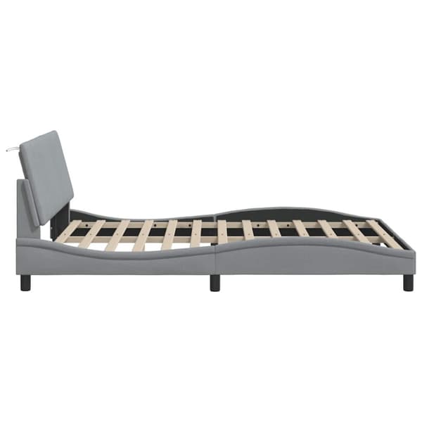 Bed Frame without Mattress "Hanko" Light Grey 120x200 cm Fabric