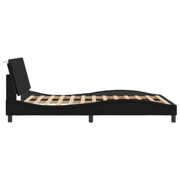 Bed Frame with LED without Mattress "Zadar" Black 140x190 cm
