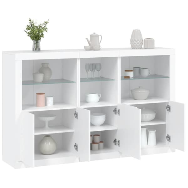 Skänk med LED-belysning vit 162x37x100 cm