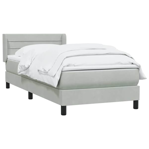 Ramsäng med madrass ljusgrå 80x220 cm sammet
