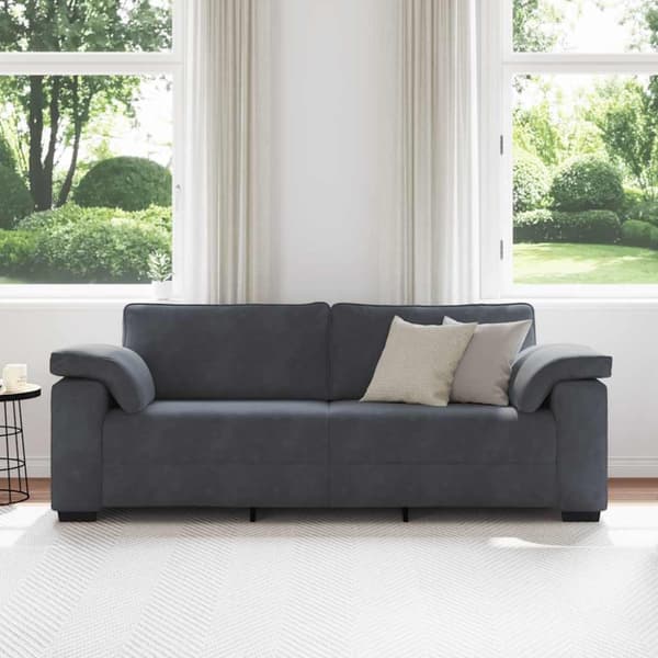 3-sitssoffa mörkgrå 220x77x82 cm sammet