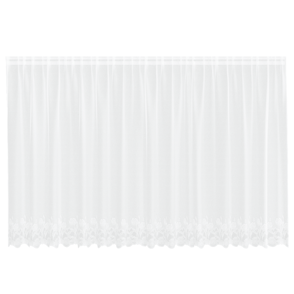 Spetsgardin med gardiner Blommor Vit 140 x 400 cm Polyester
