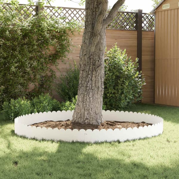 Kant för gräsmatta 10 pcs 103 x 25 cm Stål Vit