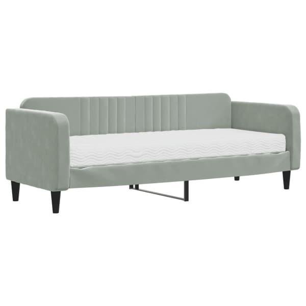 Dagbädd med madrass ljusgrå 80x200 cm sammet
