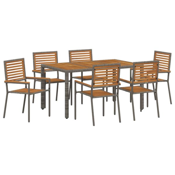 Trädgårdsmöbelset 7 pcs Grå och Brun konstrotting