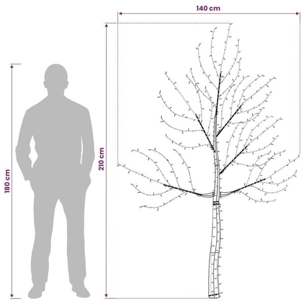 LED-julgran för vägg 210 cm 312 LED-lampor Mångfärgad Stål