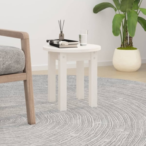 Soffbord vit Ø 35x35 cm massiv furu