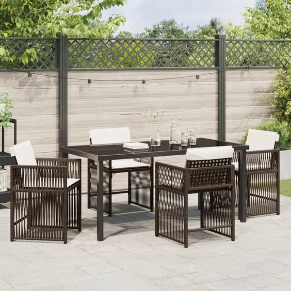 Trädgårdsmöbelset 5 pcs Brun konstrotting
