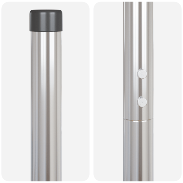 Stängselstolpe 2 pcs Silver Pulverlackerad stål
