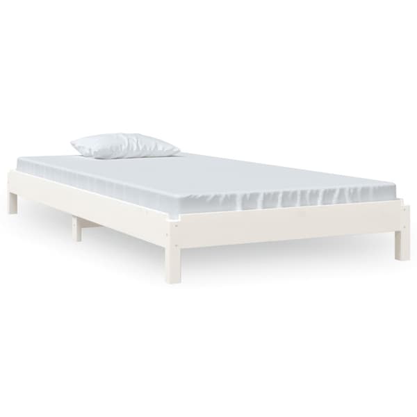 Stapelbar säng vit 90x190 cm massivt furuträ
