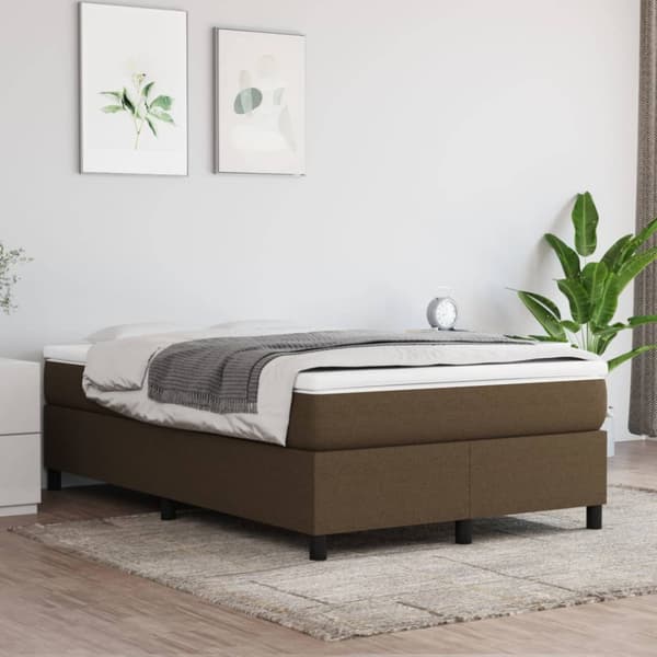 Boxspring-sängram mörkbrun 120x200 cm tyg