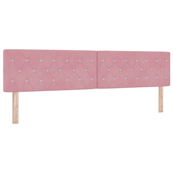Boxspring säng med madrass och LED Rosa 200 x 200 cm Sammet