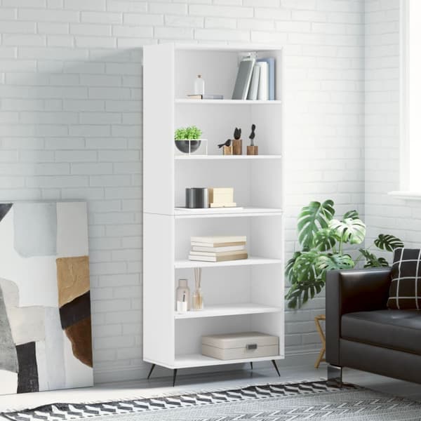 Högskåp vit 69,5x32,5x180 cm konstruerat trä