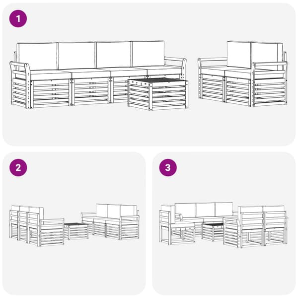Utomhussoffset med kudde 7 pcs Vit och antracit Polyester