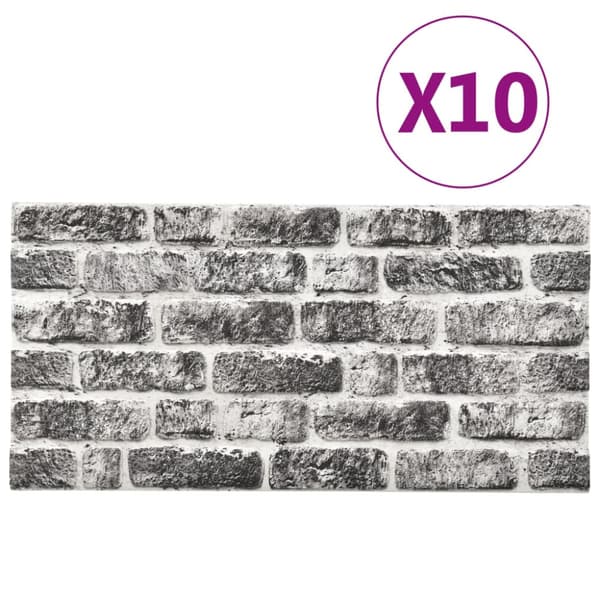 Väggpaneler 10 pcs Mörkgrå och vit 100 x 50 cm EPS Skum