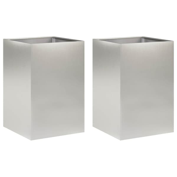 Trädgårdsplanterare 2 st Silver 40 x 40 x 75 cm Rostfritt stål