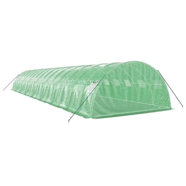 Växthus med stålram grön 64 m² 16x4x2 m