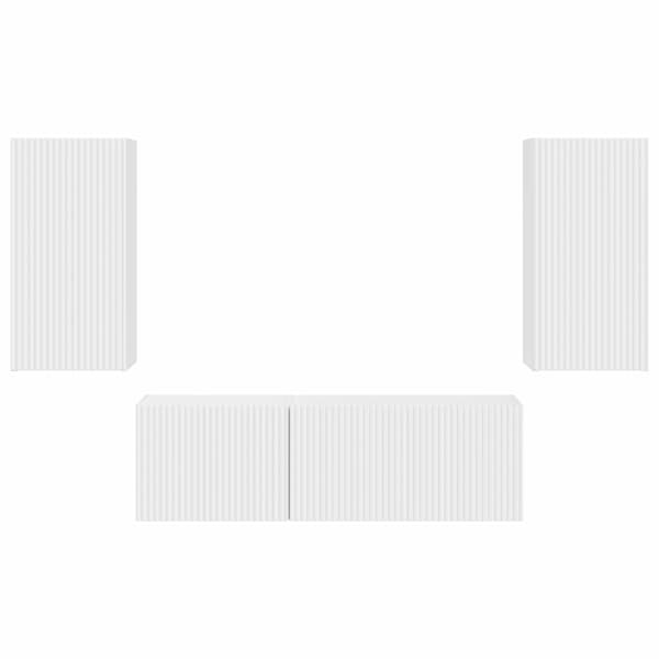 TV väggskåp set Väggmonterad 4 pcs Vit Konstruerat trä