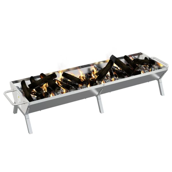 Grillbricka silver 158x42x31 cm rostfritt stål