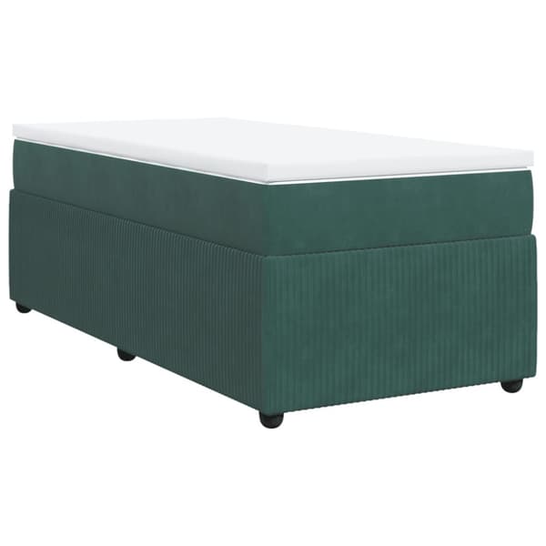 Ramsäng med madrass mörkgrön 90x190 cm sammet