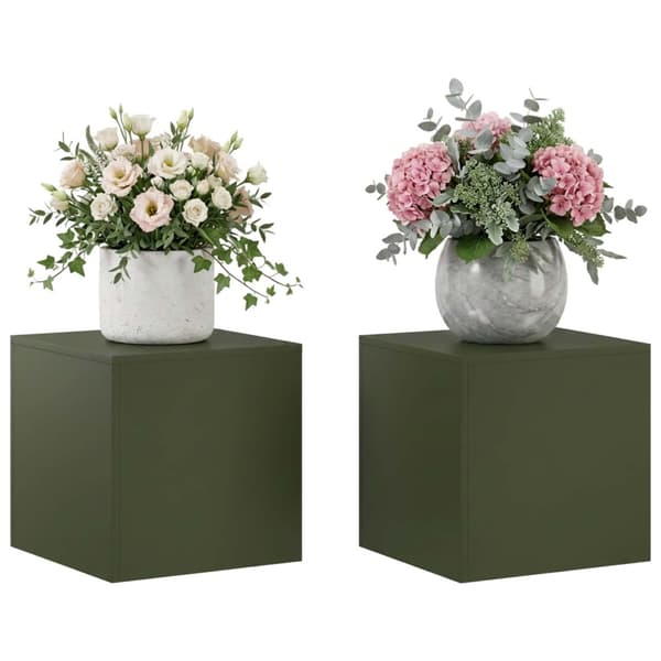 Växtställ 2 pcs Olivgrön 40 x 40 x 40 cm Stål