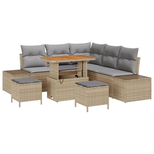 Trädgårdsoffset med kudde 8 pcs Beige konstrotting