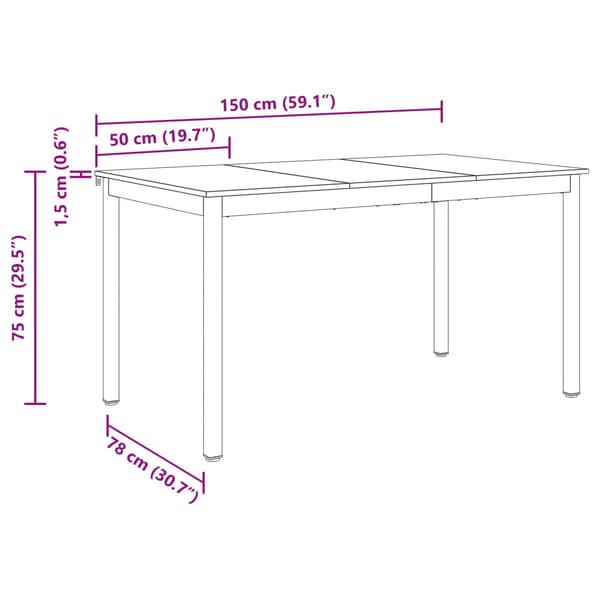 Matbord 150 x 90 x 75 cm Konstruerat trä Grå Sonoma Rektangulär