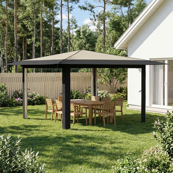 Gazebo utan vägg 4 x 4 m Kräm och antracit