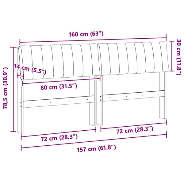 Klädd sänggavel Mörkgrå 160 cm Massiv furu