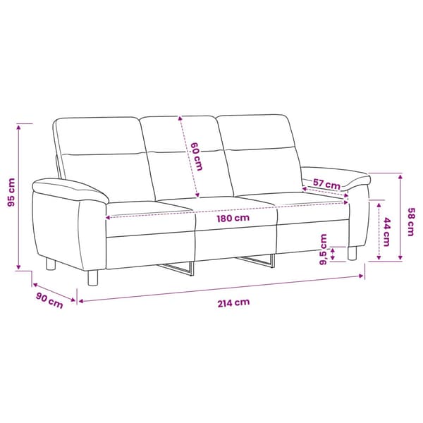 Soffa Vit 214 x 90 x 95 cm Tyg