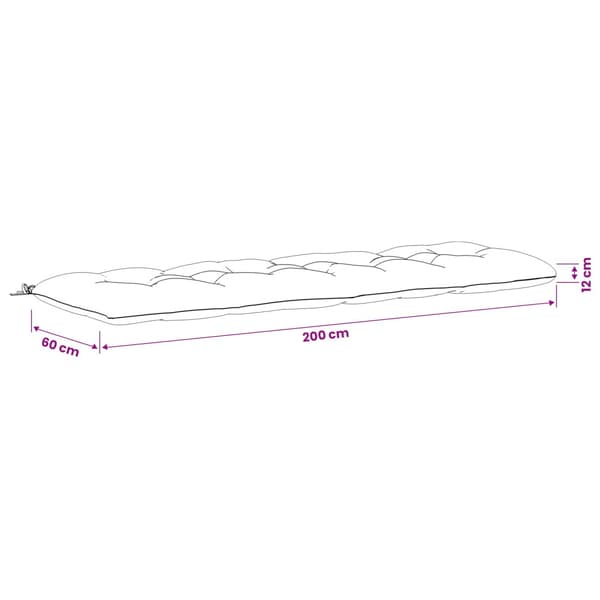 Bänk kudde VIANEN 100% Polyester Grå 200 x 60 x 12 cm