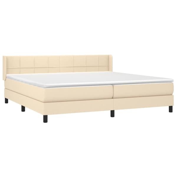 Ramsäng med madrass gräddvit 200x200 cm tyg