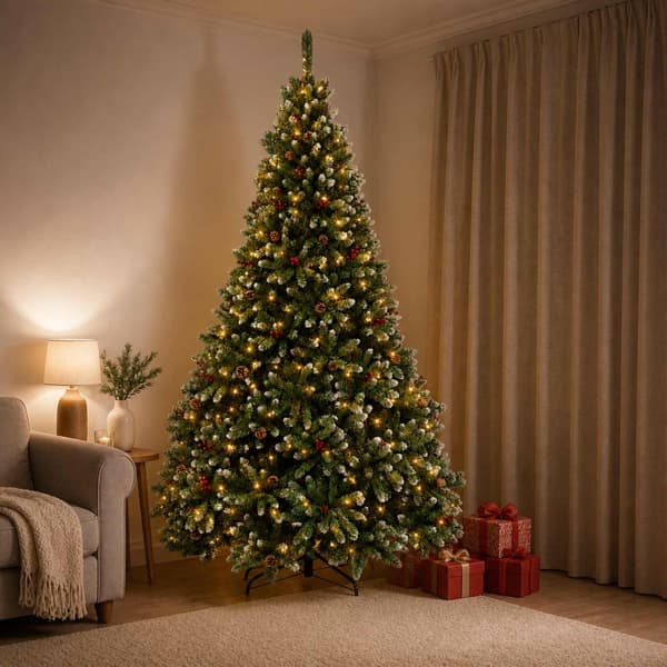 Plast Hingad Julgran 240 cm 600 LED-lampor Varmvit stål