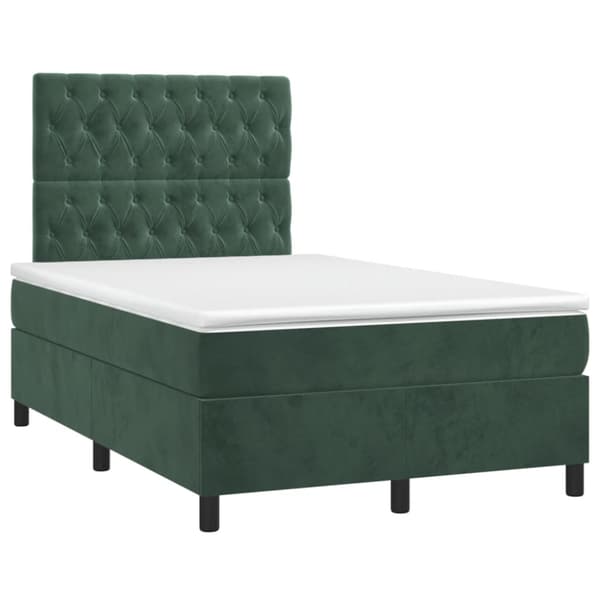 Ramsäng med madrass mörkgrön 120x190 cm sammet