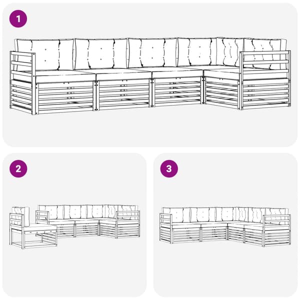 Utomhussoffset med kudde 5 pcs Vit och antracit Polyester