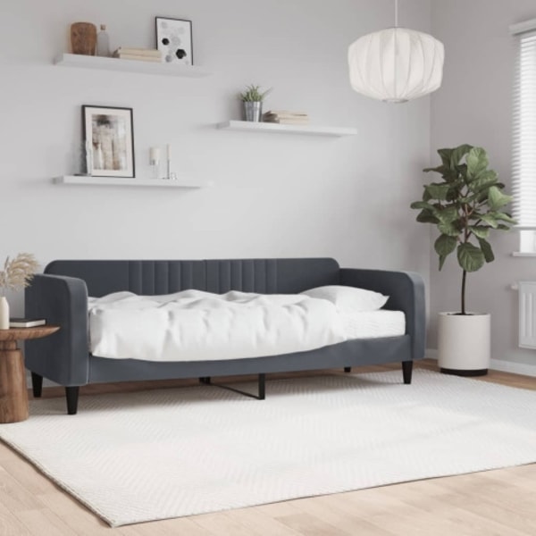 Dagbädd med madrass mörkgrå 80x200 cm sammet