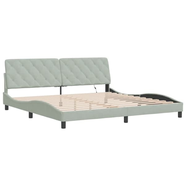 Bed Frame with LED without Mattress Light Grey 200x200 cm Velvet