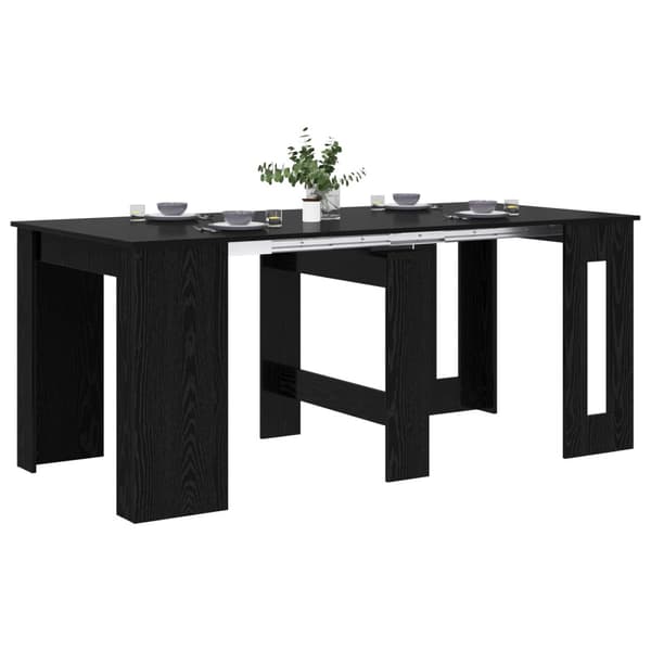 Matbord 180 x 85 x 75 cm Konstruerat trä Svart ek Rektangulär